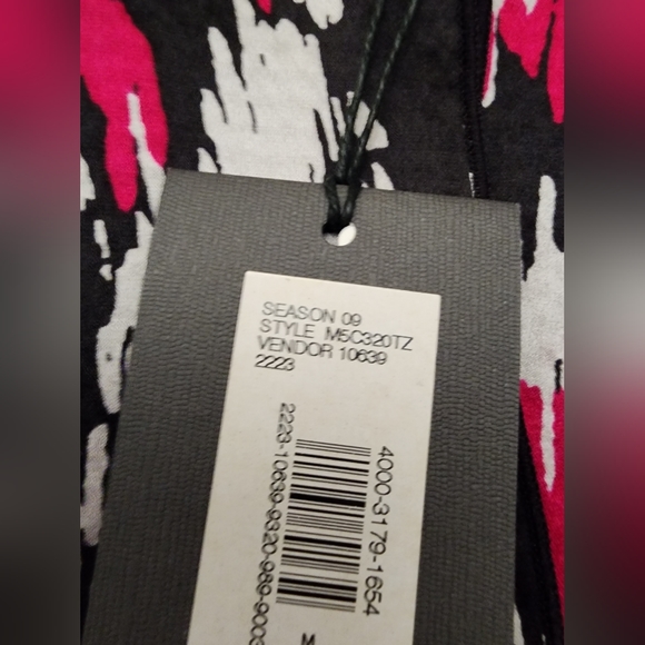 NWT Armani Exchange 100% Silk Sleeveless Top Side Zip M Abstract Black Pink - Picture 6 of 8